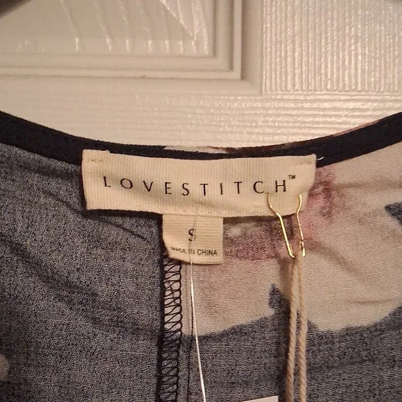 lovestitch Navy Floral Tie-Front Blouse - Picture 2 of 6